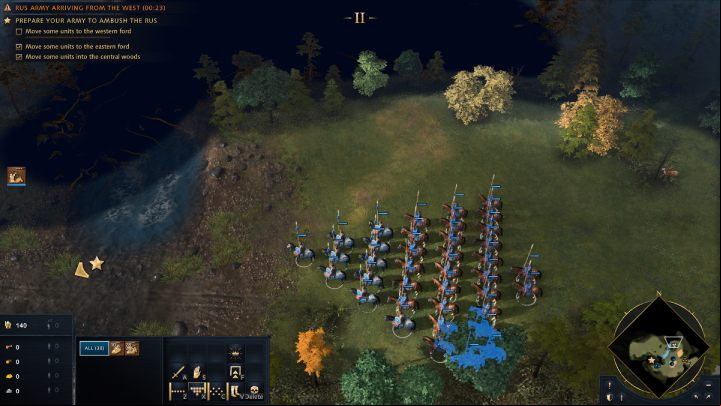Once the mission begins, divide your army into 3 squads consisting of light and heavy cavalry, and send them to the designated points on the map - Age of Empires 4: The Battle of Kalka River (The Mongol Empire) - walkthrough - The Mongol Empire - Age of Empires 4 Guide