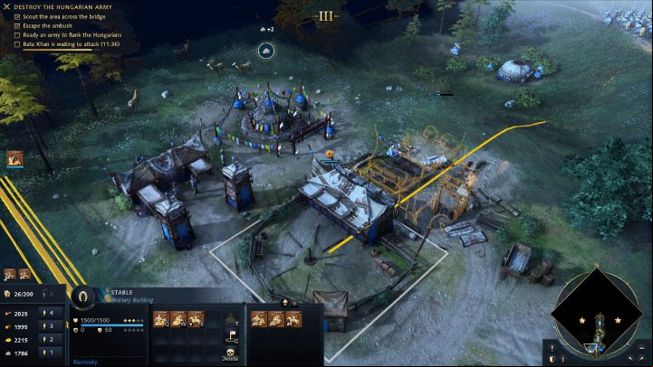 New mission objectives will appear in the upper left corner of the screen, and you will also see a countdown timer start, which will count down the time until the enemy army attack - Age of Empires 4: The Battle of Mohi (The Mongol Empire) - walkthrough - The Mongol Empire - Age of Empires 4 Guide