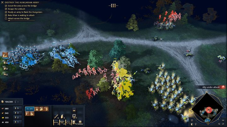 When the timer runs out, attack the enemy army from 2 sides - Age of Empires 4: The Battle of Mohi (The Mongol Empire) - walkthrough - The Mongol Empire - Age of Empires 4 Guide
