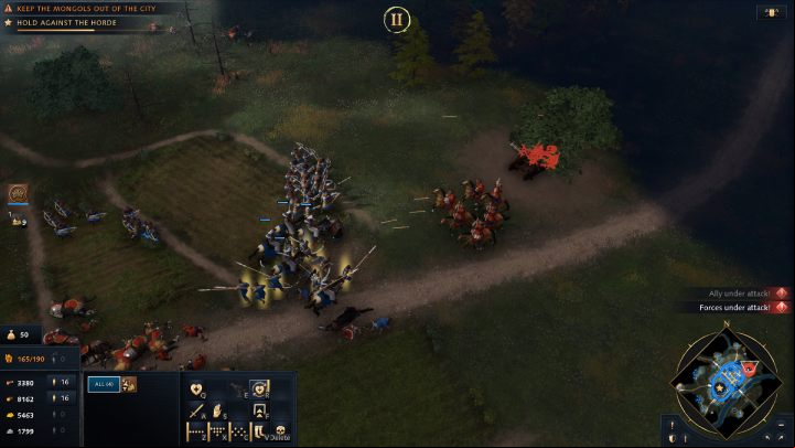 The first enemy group will consist of about a dozen riders - Age of Empires 4: Hold Against the Horde (The Rise of Moscow) - walkthrough - The Rise of Moscow - Age of Empires 4 Guide