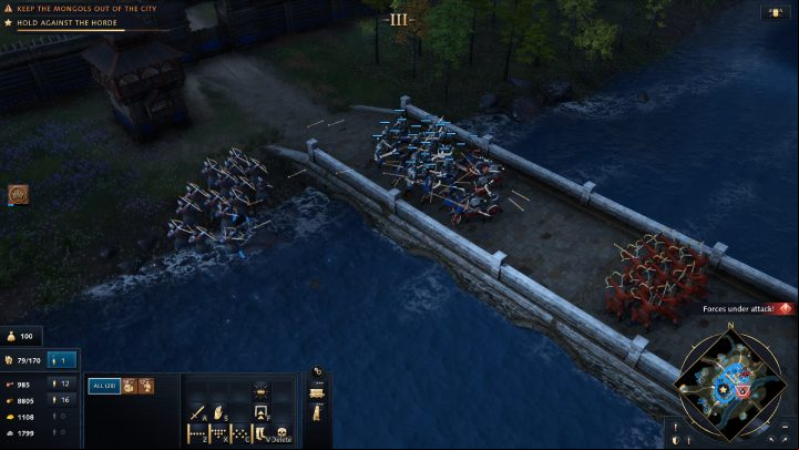 Bridges should be protected by Spearmen, who won't let a squad of Mongol horsemen through, if placed correctly - Age of Empires 4: Hold Against the Horde (The Rise of Moscow) - walkthrough - The Rise of Moscow - Age of Empires 4 Guide