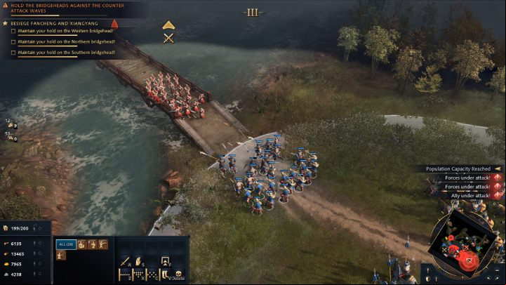 Once you have collected minimum 55 military units at each bridge, the counterattack will begin - Age of Empires 4: The Song Fortress (The Mongol Empire) - walkthrough - The Mongol Empire - Age of Empires 4 Guide
