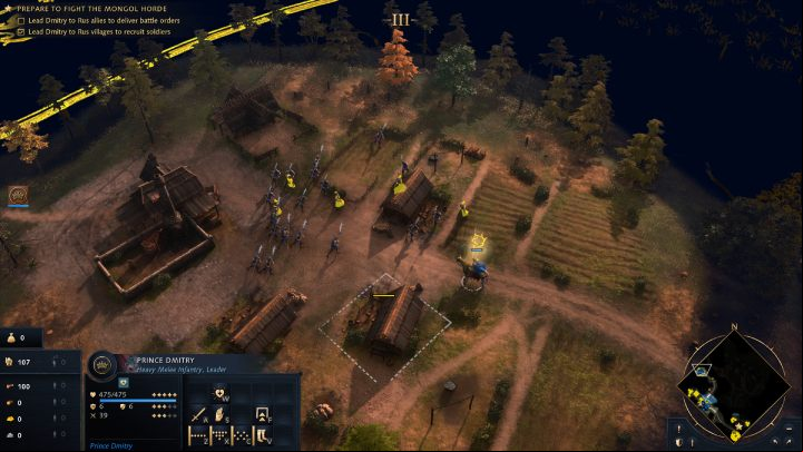 Once the mission begins select your leader and head to the marked points on the map to recruit new units - Age of Empires 4: The Battle of Kulikovo (The Rise of Moscow) - walkthrough - The Rise of Moscow - Age of Empires 4 Guide