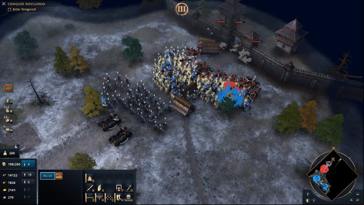 Once you reach Novgorod destroy the city's wooden fortifications - Age of Empires 4: Fall of the Novgorod Republic (The Rise of Moscow) - walkthrough - The Rise of Moscow - Age of Empires 4 Guide