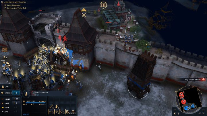 Wrap the siege up by sending your siege machines to destroy the stone gate leading to the city - Age of Empires 4: Fall of the Novgorod Republic (The Rise of Moscow) - walkthrough - The Rise of Moscow - Age of Empires 4 Guide