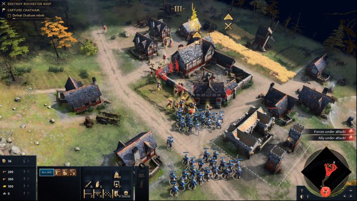 The mission begins after defeating the rebels and retaking the village - Age of Empires 4: The Siege of Rochester (The Normans) - walkthrough - The Normans - Age of Empires 4 Guide