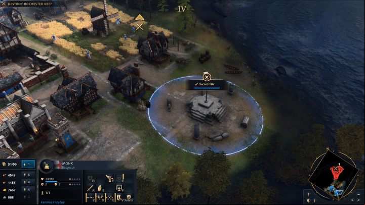 There's a Sacred Site in the village - Age of Empires 4: The Siege of Rochester (The Normans) - walkthrough - The Normans - Age of Empires 4 Guide