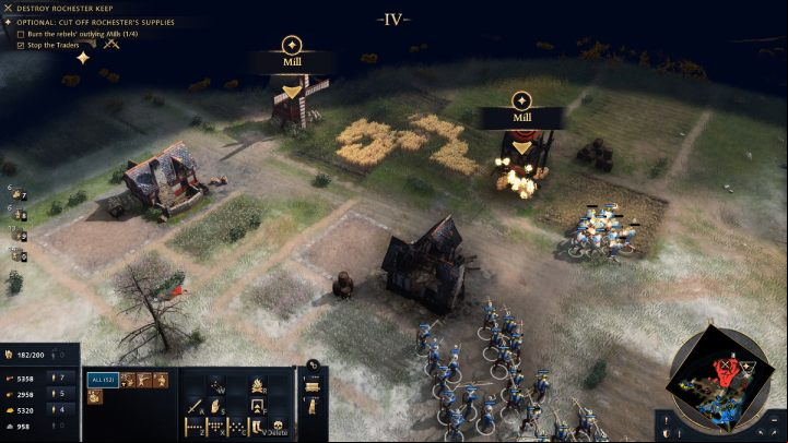 Burn down 4 Mills in the eastern area of the map - Age of Empires 4: The Siege of Rochester (The Normans) - walkthrough - The Normans - Age of Empires 4 Guide