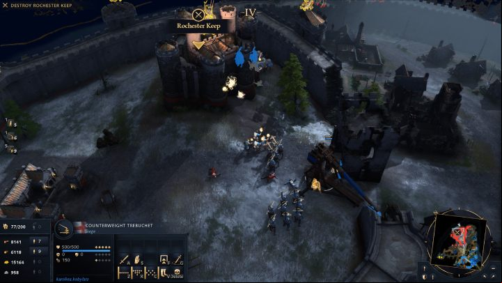 There's a hostile cavalry squad behind the next set of walls - Age of Empires 4: The Siege of Rochester (The Normans) - walkthrough - The Normans - Age of Empires 4 Guide