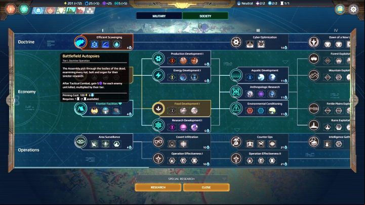 Battlefield Autopsies doctrine should be unlocked immediately at the beginning of the game. - Assembly | Factions in Age of Wonders Planetfall - Factions - Age of Wonders Planetfall Guide