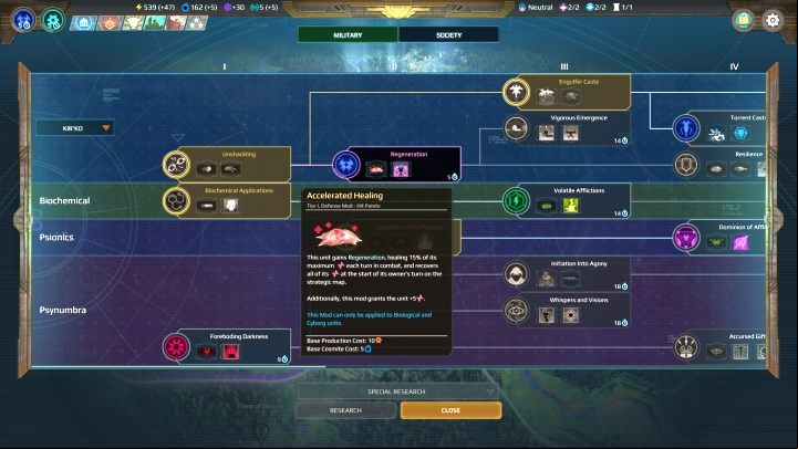 Regeneration is a must-have for this faction. - KirKo | Factions in Age of Wonders Planetfall - Factions - Age of Wonders Planetfall Guide