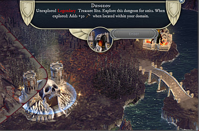 After you find a place, you can enter by selecting the Explore option, on the same hex that the place is located - Buildings and spots on the strategic map - World Map - Age of Wonders III - Game Guide and Walkthrough