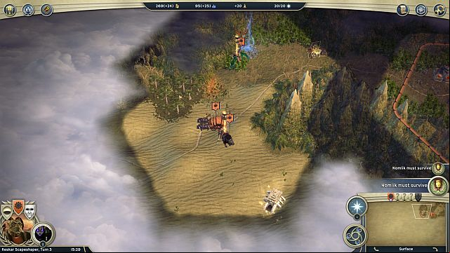 The place where Nomliks party s you. - Promised Lands - walkthrough - The Elven Court Campaign - Age of Wonders III - Game Guide and Walkthrough