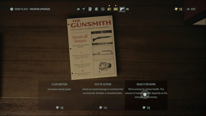 The material serving as a currency to buy upgrades is Manuscript Fragments - Alan Wake 2: Best Weapon Upgrades - Basics - Alan Wake 2 Guide