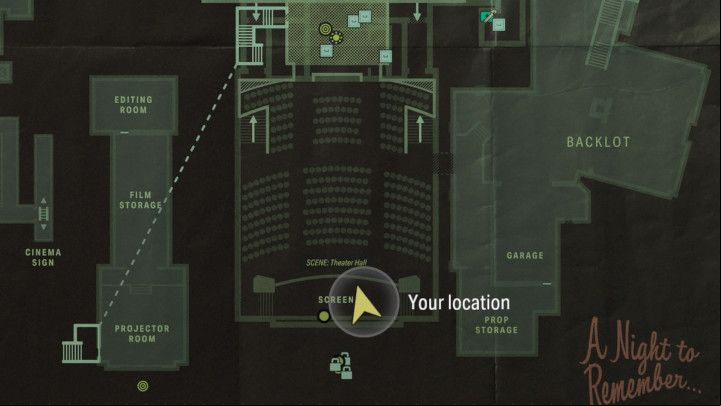 After entering the screening room, stand with your back to the screen - Alan Wake 2: All Echoes - Alan - Initiation - Alan Wake - Alan Wake 2 Guide