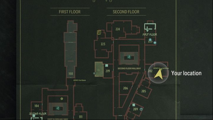 While solving the ritual murder mystery at the Oceanview Hotel, you will find yourself in room 202 (Rehearsal Room) - Alan Wake 2: All Echoes - Alan - Initiation - Alan Wake - Alan Wake 2 Guide