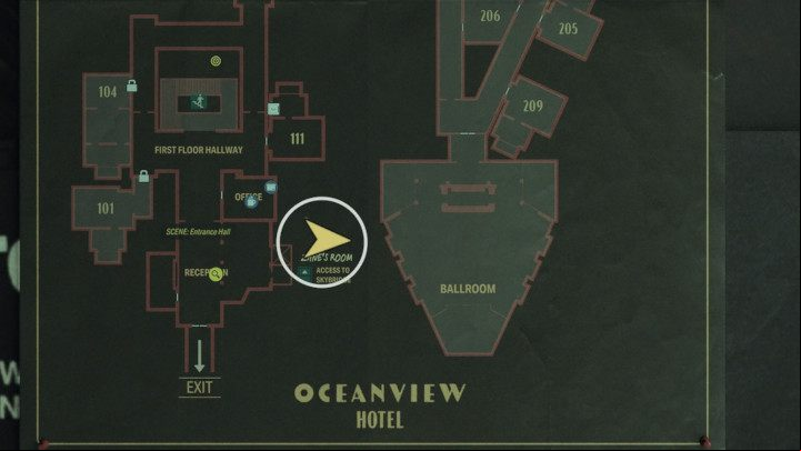After reaching Oceanview Hotel and meeting Zane, further away in the corridor before room 665, an Echo will appear - Alan Wake 2: All Echoes - Alan - Initiation - Alan Wake - Alan Wake 2 Guide
