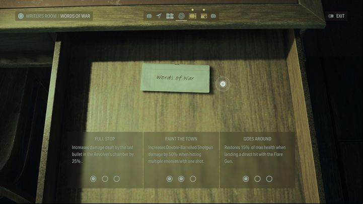 The choice of the perks here may be influenced by the choices in Words of Gun category - Alan Wake 2: Best Words of Power upgrades - Basics - Alan Wake 2 Guide