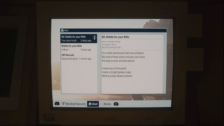 3 - Alan Wake 2: The door knob of workshop with hunting rifle puzzle - Unique items - Alan Wake 2 Guide