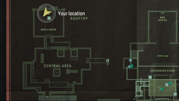 Head to the northern edge of the roof of the cinema building - Alan Wake 2: All Words of Power - Alan - Initiation - Alan Wake - Alan Wake 2 Guide