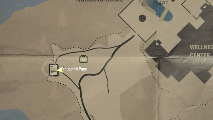 This Page is south-west from the gate leading to Valhalla Nursing Home and Wellness Center - Alan Wake 2: All Manuscript Pages - Return 5-7 - Return - Saga Anderson - Alan Wake 2 Guide