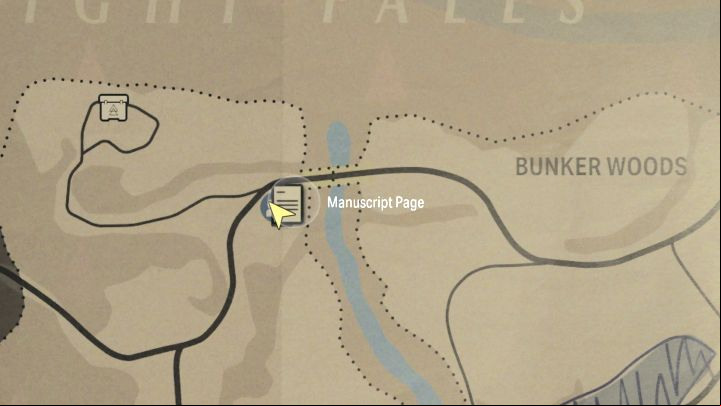 This Manuscript Page is found in a hut in Bunker Woods, a location west of Bright Falls, which you can visit for the first time in Return 5 along the way to Valhalla Nursing Home - Alan Wake 2: All Manuscript Pages - Return 5-7 - Return - Saga Anderson - Alan Wake 2 Guide