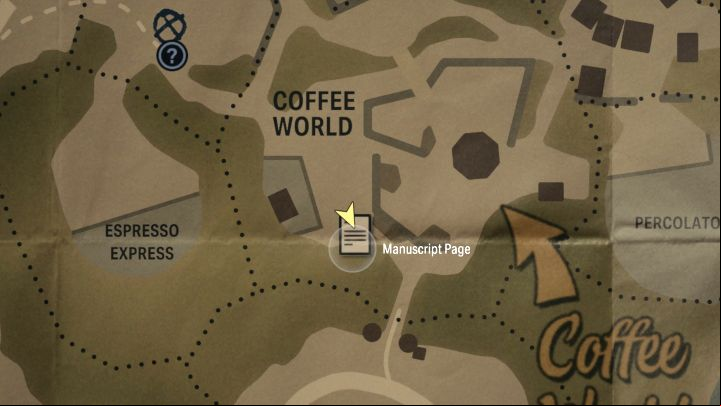 The Manuscript Page is in the central part of Coffee World in Watery - Alan Wake 2: All Manuscript Pages - Saga - Return - Saga Anderson - Alan Wake 2 Guide