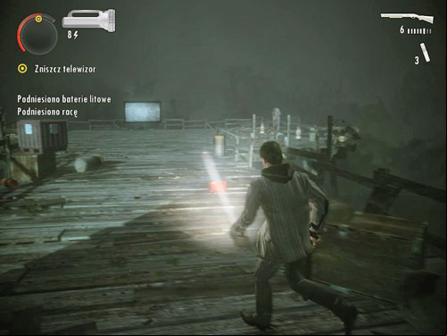Once you destroy all TVs, run outside towards plasma - Alan Wake: DLC 1 The Signal Part 3 - walkthrough - Walkthrough - Alan Wake Game Guide & Walkthrough