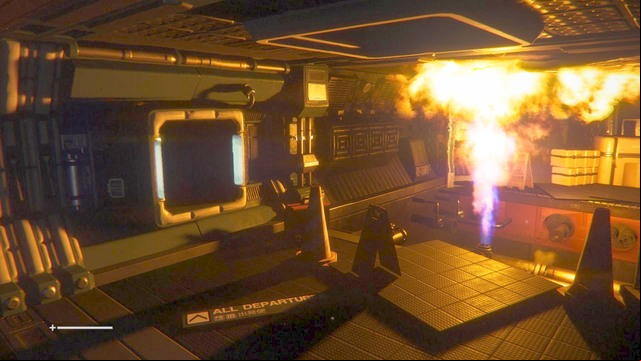 Get out of the room with save console with the right door and go along the corridor until you see fire - Find help - Walkthrough - Alien: Isolation - Game Guide and Walkthrough
