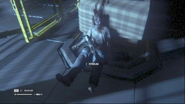 At the nearest turn take right, and pick up the shotgun and the keycard from a body - Find a way to the Colonial Marshal Bureau - Walkthrough - Alien: Isolation - Game Guide and Walkthrough
