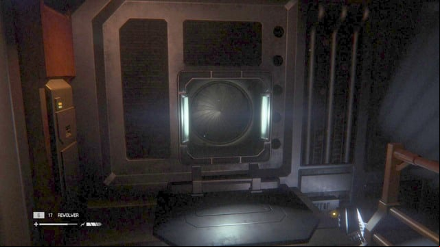 Climb down the stairs to the lower level, then turn left - Find a way to the Colonial Marshal Bureau - Walkthrough - Alien: Isolation - Game Guide and Walkthrough