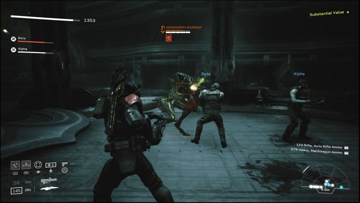 In the next room, there is a Warrior - get rid of him quickly - Aliens Fireteam Elite: Advance - walkthrough - A gift of fire - Aliens Fireteam Elite Guide