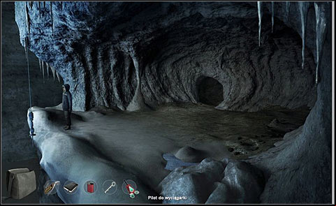 Go outside the cave and use a winch remote to lower down the probe - Find answers in a cave - Day 3 - Alpha Polaris - Game Guide and Walkthrough