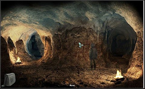 Return to previous cave and examine symbols visible on the central wall (mural) - Find answers in a cave - Day 3 - Alpha Polaris - Game Guide and Walkthrough