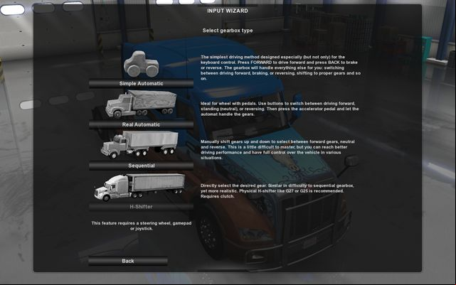A simple automatic gearbox is a mode which does not require using gear change button at all - Gearbox types - Game configuration - American Truck Simulator - Game Guide and Walkthrough