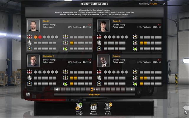 Employ new drivers for each truck without any assignment - Owner of a company - Career - American Truck Simulator - Game Guide and Walkthrough