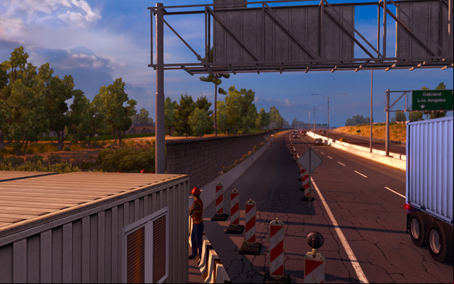 When you travel pay attention to speed limit signs which inform about potential danger - Narrowing and roadworks - Game world - American Truck Simulator - Game Guide and Walkthrough
