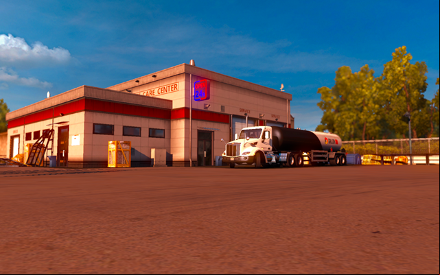 You will be brought to a car repair shop - Accident and calling emergency services - Driving your truck across the States - American Truck Simulator - Game Guide and Walkthrough