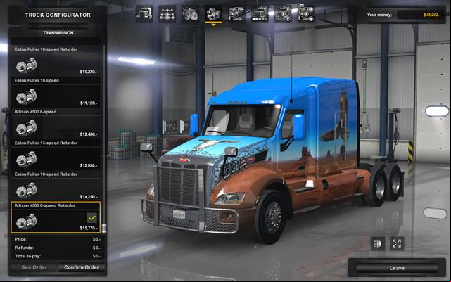 The gearbox depends on the engine you have chosen - Repairing and modifying the truck - Driving your truck across the States - American Truck Simulator - Game Guide and Walkthrough