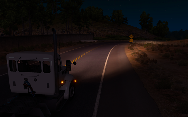 As you may work during the night (or during a heavy rainfall) you need to use lights - Setting mirrors, lights and seat - Driving your truck across the States - American Truck Simulator - Game Guide and Walkthrough