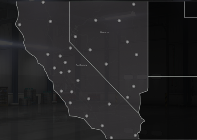 The game offers 30 cities (in 2 states) and thousand miles of roads including highways - Map and legend - Game world - American Truck Simulator - Game Guide and Walkthrough