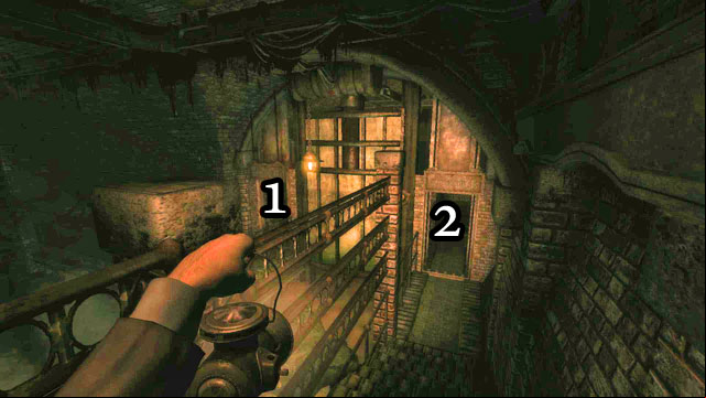 While downstairs, go straight ahead, along the sewer with eels - The Sewers | Walkthrough - Walkthrough - Amnesia: A Machine for Pigs Game Guide