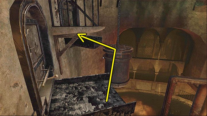 Use Valve 1 to pull the platforms forward and Valve 2 to place the hanging object between them - Amnesia Rebirth: The Cistern - walkthrough, secrets - Walkthrough - Amnesia Rebirth Guide
