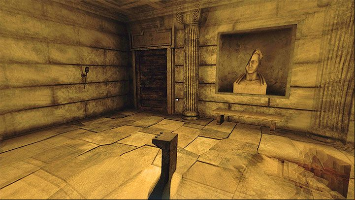 Follow the narrow corridors until you reach the room with a large bust shown in the picture - Amnesia Rebirth: The Catacombs - walkthrough, secrets - Walkthrough - Amnesia Rebirth Guide