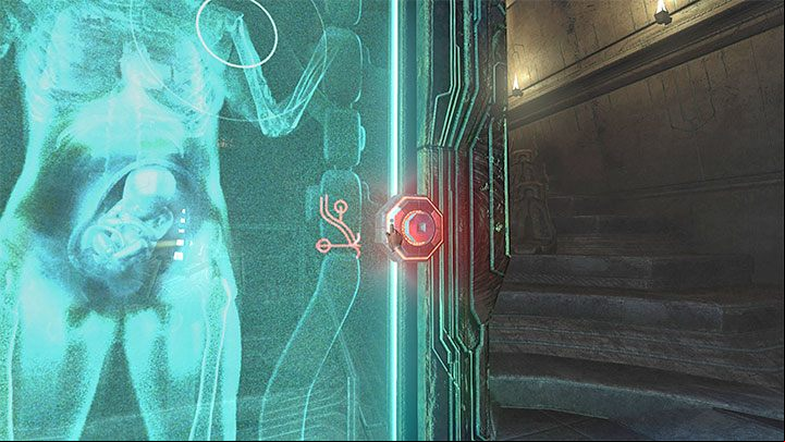 The cage with the heroine on board will be transported to the scanner and the body of the heroine and her fetus will be scanned - Amnesia Rebirth: The Theater - walkthrough, secrets - Walkthrough - Amnesia Rebirth Guide