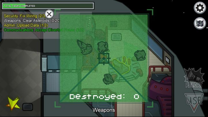 One of such tasks is Clear Asteroids on The Skeld map - Among Us: Tasks - which not to pretend? - FAQ - Among Us Guide