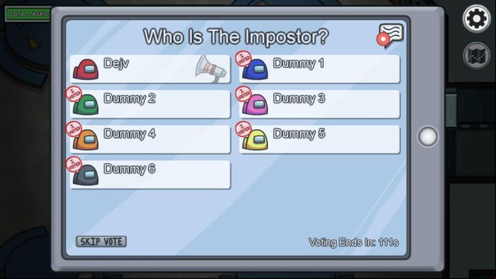 During the gathering, when each player exchanges observations, players can vote for the player they think is the impostor - Among Us: Beginners Guide & Tips - Basics - Among Us Guide