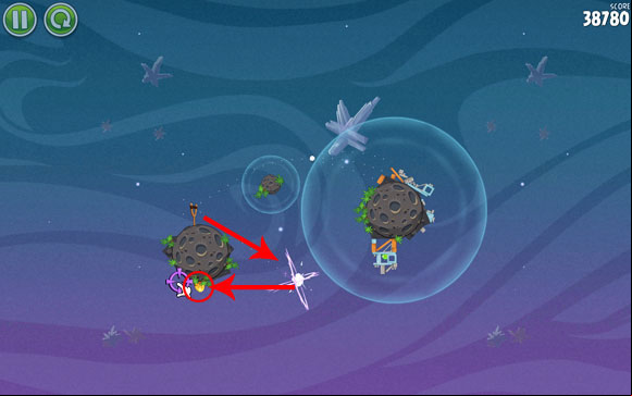 In order to unlock the hidden level, you need to use the last bird - Level E-4 - Eggsteroids - Angry Birds Space - Game Guide and Walkthrough