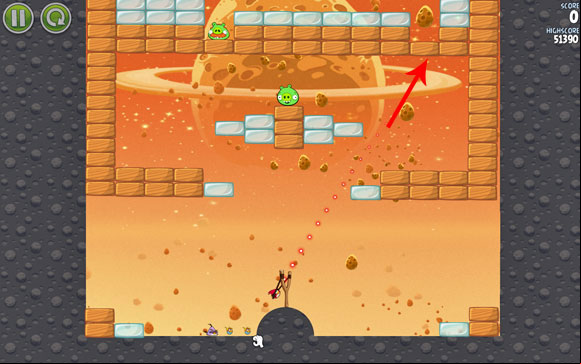 Because of the highest amount of random elements among all the levels in the game, this level is very difficult - Level E-3 - Eggsteroids - Angry Birds Space - Game Guide and Walkthrough