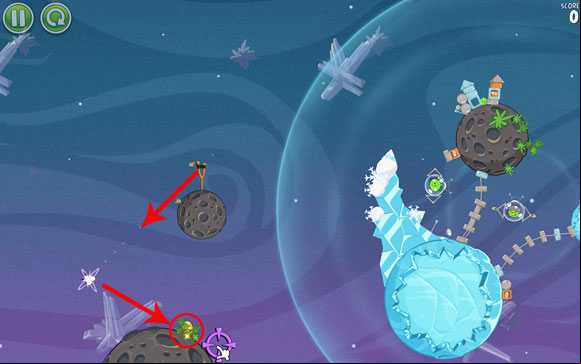 In order to unlock the hidden level, launch the first bird the other way than usually - Level E-3 - Eggsteroids - Angry Birds Space - Game Guide and Walkthrough